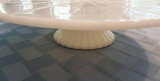 Vintage White Milk Glass cake serving stand plate platter pedestal raised tray 2