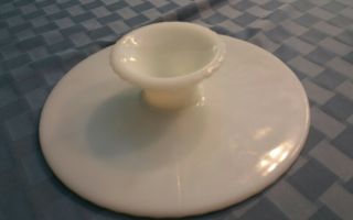 Vintage White Milk Glass cake serving stand plate platter pedestal raised tray 3