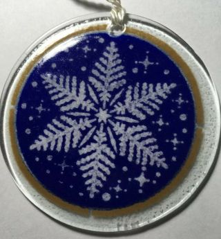 Peggy Karr Fused Art Glass Snowflake Ornament Signed