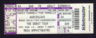 2003 Audioslave Burning Brides Concert Ticket Mesa Arizona Tom Morello