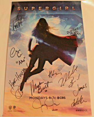 Sdcc Comic Con Cbs Supergirl Cast Signed Poster Melissa Benoist,  8 Wb Wristband