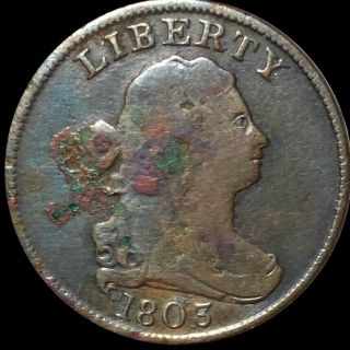 1803 Draped Bust Half Cent Nicely Circulated Philadelphia Key Date 1/2 Copper Nr