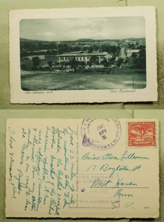 Dr Who 1937 El Salvador San Salvador Postcard To Usa Registered? E87382