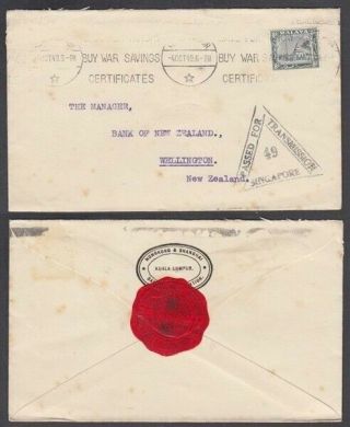 Malaya Selangor 1940 Censor Cover To Zealand With Label (id:643/d51743)