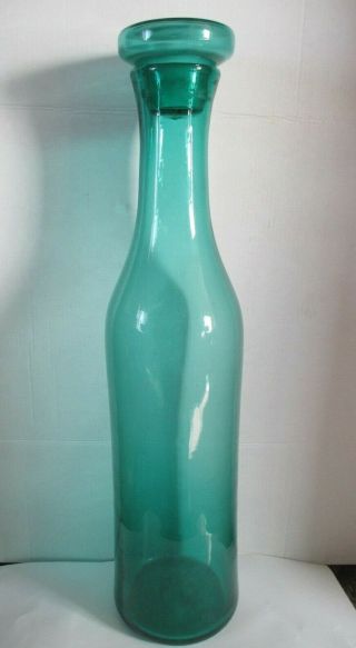 Vintage Large Blenko Blue Green Art Glass Bottle Decanter W/ Stopper 32 Inches