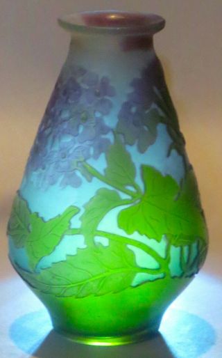 Ca.  1910 Emile Galle Art Nouveau Cameo Vase W/floral Etching