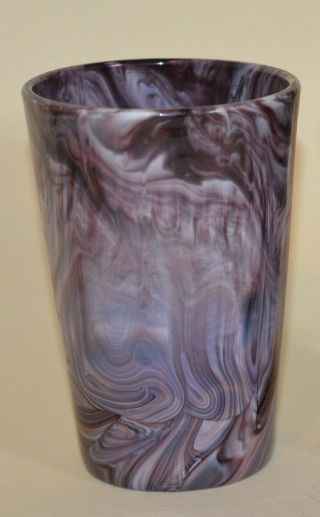 George Davidson Purple Marble Or Slag Glass Beaker With Lion On Wall Ca1891