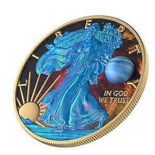 Usa 2019 1$ Silver Eagle Astronomy - Neptun 1 Oz Silver Gilded Coin