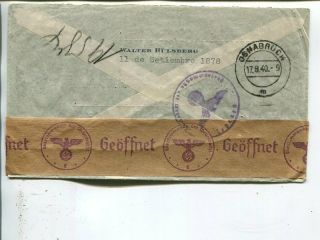 Argentina Condor - Lati reg air mail cover to Germany 1940,  German censor strip 2