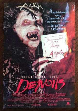 Night Of The Demons 1988 Halloween Satanic Horror Cult Movie Poster Vg,