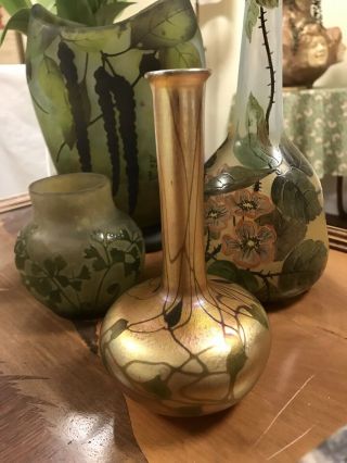 Signed Tiffany Iridescent Art Nouveau Vase