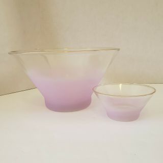 Wv Glass Blendo Frosted Pastel Purple Chip & Dip Set Mid Century