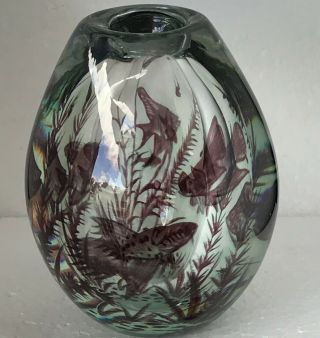 Vintage Orrefors Graal Aquarium Vase By Edward Hald Angelfish Nr