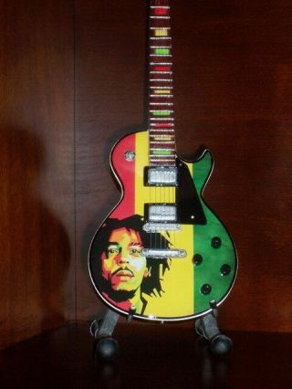 Mini Guitar Bob Marley One Love Merchandise Stand Gift Art Display