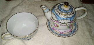 Vintage Royal Vienna Porcelain Tea Pot,  Cup,  And Saucer