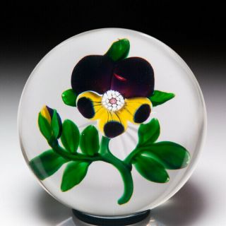 Antique Baccarat Type Iii Pansy And Bud Glass Paperweight