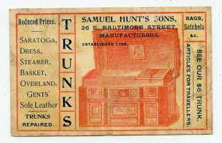 Trunks Illustrated Government Ux Postal Card Postmarked 1893 Baltimore,  Maryland