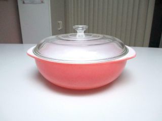 Vintage Pyrex Pink Speckled 2 Quart Round Casserole Dish With Lid
