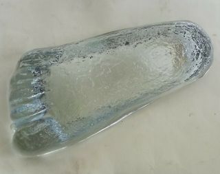 Vintage Mid - Century Modern Blenko Art Glass Clear Foot Footprint Ashtray Bowl