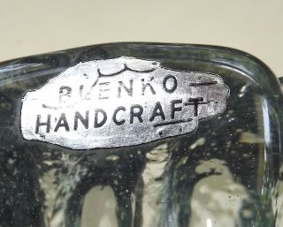 Vintage Mid - Century Modern Blenko Art Glass Clear Foot Footprint Ashtray Bowl 3