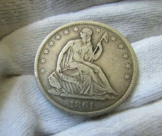 1861 - O 50c Csa Reverse Vf Wb - 104 Confederate Minted Half