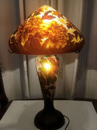 Emile Galle Big Peony Flower Lamp