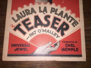 Rare 1925 Laura La Plante in Teaser Movie Poster Silent Film Naughty Girls 2