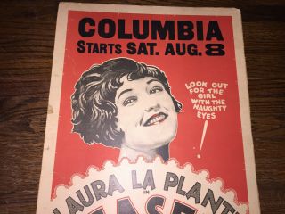 Rare 1925 Laura La Plante in Teaser Movie Poster Silent Film Naughty Girls 3