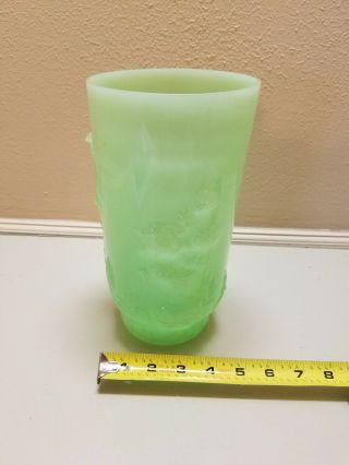 Vintage Fenton Green Glass Oriental Vase Very Rare Vintage 9 - 1/4 