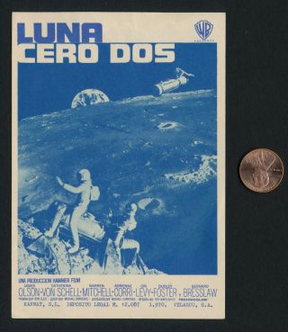 1969 Moon Zero Two Mini Poster Card Movie Handbill Herald Spain Hammer Sci - Fi