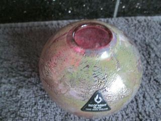Isle of Wight Studio/Art Glass Globe Vase Pink Azurene Michael Harris 80 ' s label 2