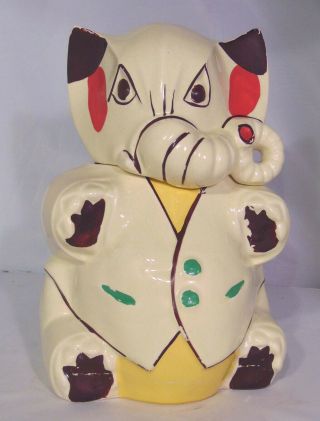 Vintage Mccoy Pottery Angry Elephant Cookie Jar Split Trunk