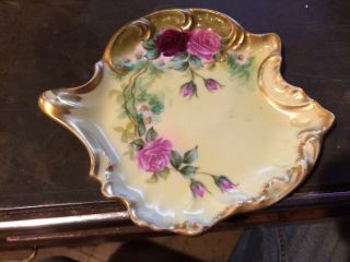 Antique T&v Limoges France Porcelain Hand Painted Perfume Jewelry Tray Roses