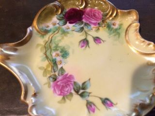 Antique T&V Limoges France Porcelain Hand Painted Perfume Jewelry Tray Roses 2