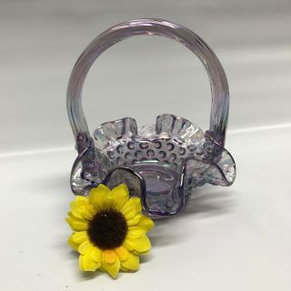 Fenton Rare Basket,  Mini Violet Hobnail