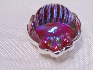 TIFFANY FAVRILE ART GLASS LARGE ANTIQUE RED SCARAB STERLING SILVER PENDANT / PIN 3