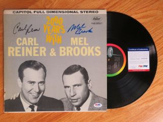 Comedians Carl Reiner / Mel Brooks Signed 2000 Years With Record Psa Af32742