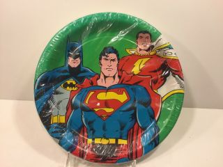 1987 Shazam Batman & Superman Birthday Plates Dc Powers Package