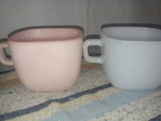 Vintage Glasbake Lipton Square Mugs Coffee Cups Soup Bowls Pastel Retro Set of 4 3