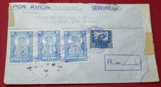 Bolivia Cochabamba To Us York 1942 Panagra Registered Airmail Cover