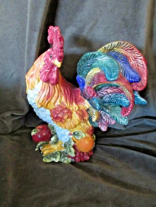 Nobel Excellence " Tuscany Rooster " 14 " Tall Hand Painted Ceramic Centerpiece Sr