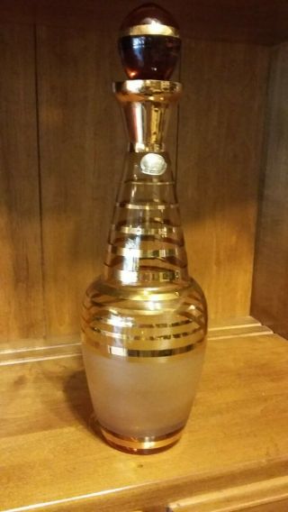 Vintage Bohemian Glass Wine Liquor Decanter Bottle - Bohemia - Czechoslovakia