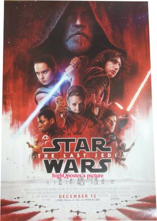 Star Wars The Last Jedi Movie Final 27x40 Ds Poster Double 2 Sided