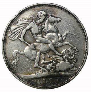 1896 Great Britain Queen Victoria Silver Crown Lx Km 783 British Coin