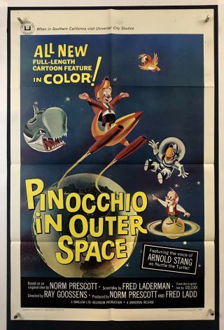 Pinocchio In Outer Space Movie Poster (fine) One Sheet 1965 Animation 3877