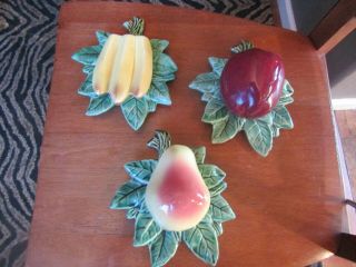 Vintage Mccoy Pottery Apple,  Pear,  And Banana Wall Pockets Set Of 3