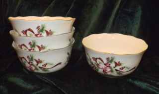 4 Charter Club Winter Garland 5 7/8 " Coupe Cereal Bowls -