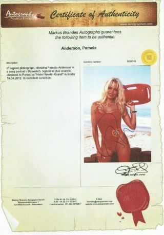 PAMELA ANDERSON BAYWATCH AUTOGRAPH SIGNED 2