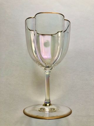 8 Stunning Rare Art Nouveau Lobmeyr Quatrefoil Lobed Crystal 6” Wine Goblets