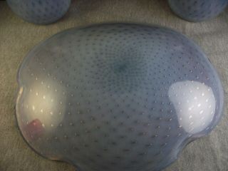 3pc Fratelli Toso Murano Art Glass 2 Vases 1 Plate Lavender Opalescent Bubbles 3